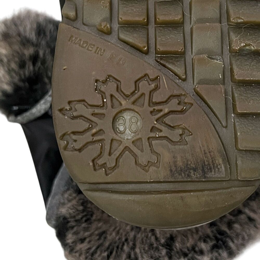 Santana Canada Myrah Winter Boots Black Faux Fur Trim Lace Up Zip Snow 38 US 7 - Picture 12 of 14